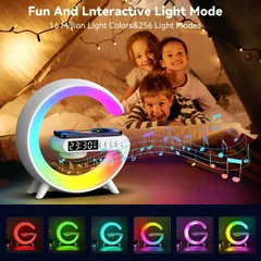 Reloj despertador con luz RGB y carga inalámbrica